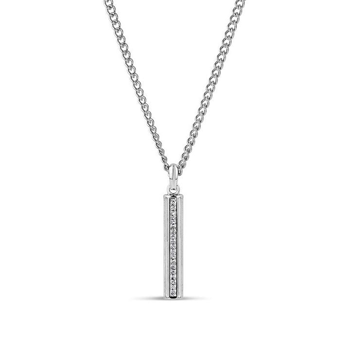 Mens White Crystal Pendant Necklace