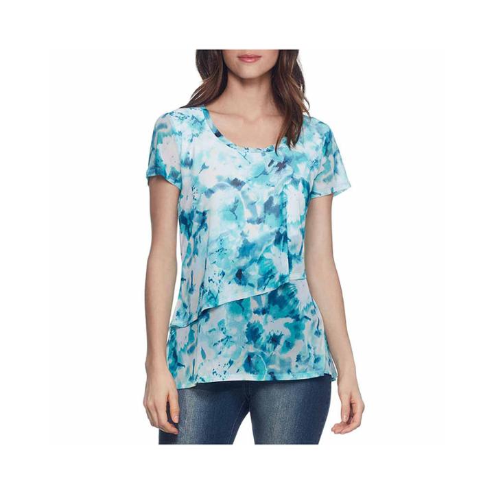 Skyes The Limit Atlantis Watercolor Tiered Asymmetrical Top- Plus-plus