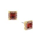 1928 Jewelry Gold-tone Pink Crystal Square Button Earrings