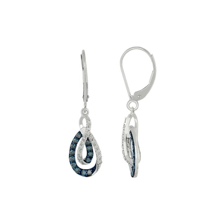 5/8 Ct. T.w. White & Color-enhanced Blue Diamond 10k Gold Dangle Earrings