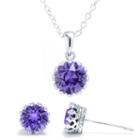 Sparkle Allure Womens 3-pc. Purple Crystal Silver Over Brass Jewelry Set