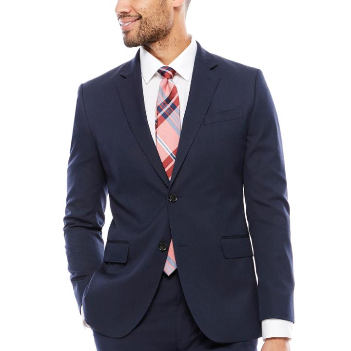 J.ferrar Stretch Navy Birdseye Suit Jacket-slim Fit