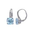 Genuine Sky Blue Topaz And Diamond-accent Leverback Drop Earrings