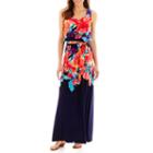 R & K Originals Sleeveless Blouson Floral Print Maxi Dress - Petite