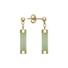 Genuine Jade 14k Yellow Gold Tube Earrings