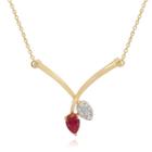 Lab Created Ruby & White Sapphire 14k Gold Over Silver Necklace