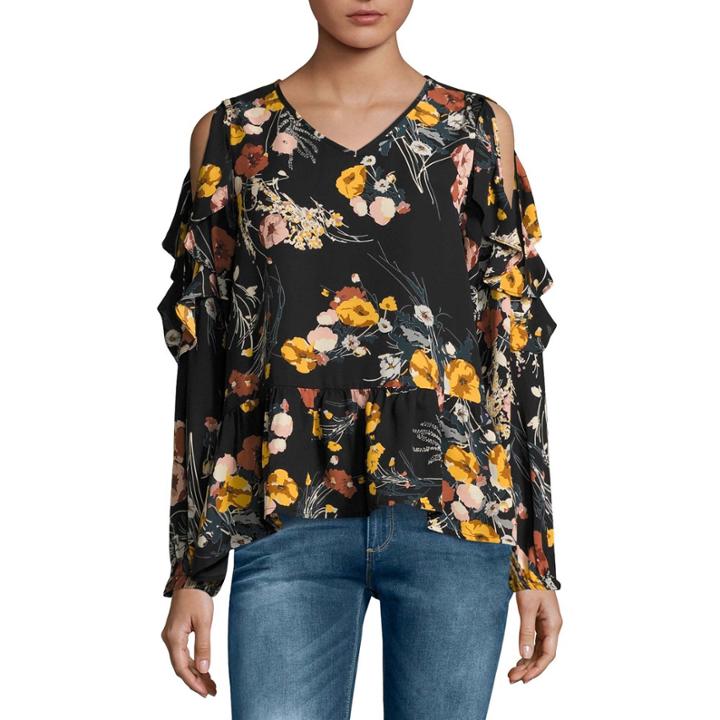 Buffalo Jeans Long Sleeve Floral Ruffle Top