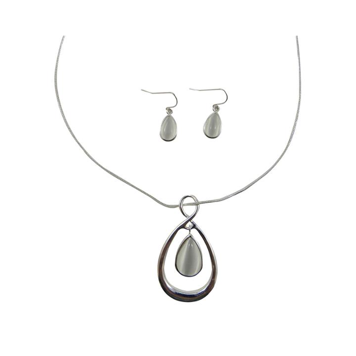 Mixit&trade; White Silver-tone Necklace And Earring Set