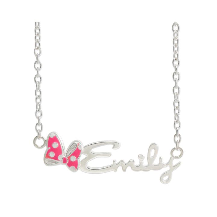 Disney Personalized Minnie Mouse Sterling Silver & Enamel Name Necklace