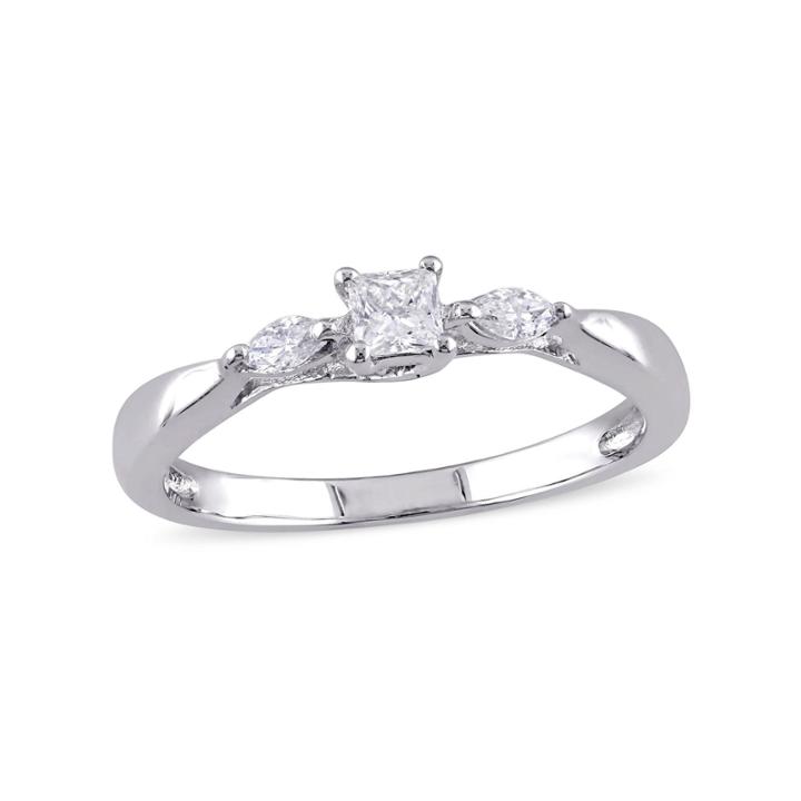 1/4 Ct. T.w. Princess White Diamond 10k Gold