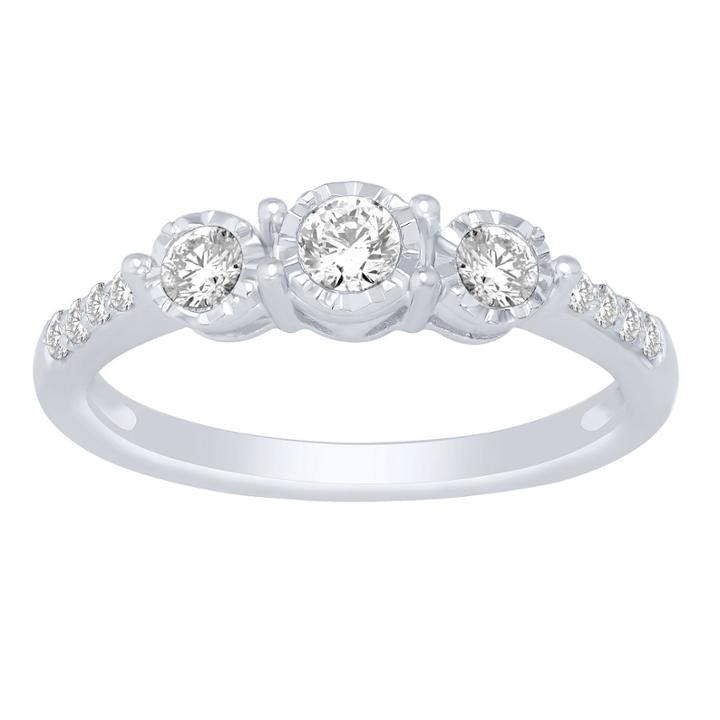 Love Lives Forever Womens 1/2 Ct. T.w. Genuine Round White Diamond 14k Gold Engagement Ring
