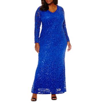 Blue Sage Sleeveless Mesh V Neck Gown