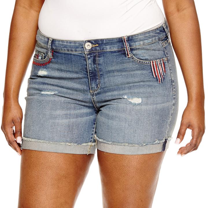 Arizona Embroidered Americana Shorts-juniors Plus