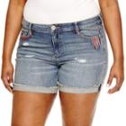 Arizona Embroidered Americana Shorts-juniors Plus