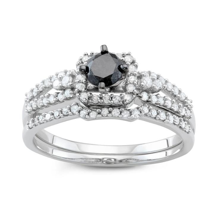 Womens 1 Ct. T.w. High Pressure/high Temperature Black Diamond 10k Gold Bridal Set