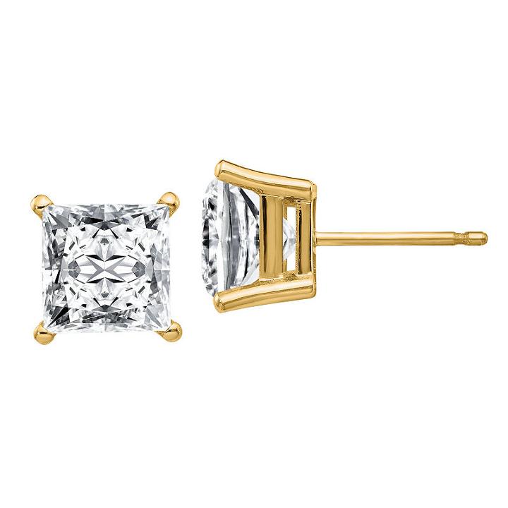 3 3/4 Ct. T.w. Princess White Moissanite 14k Gold Stud Earrings