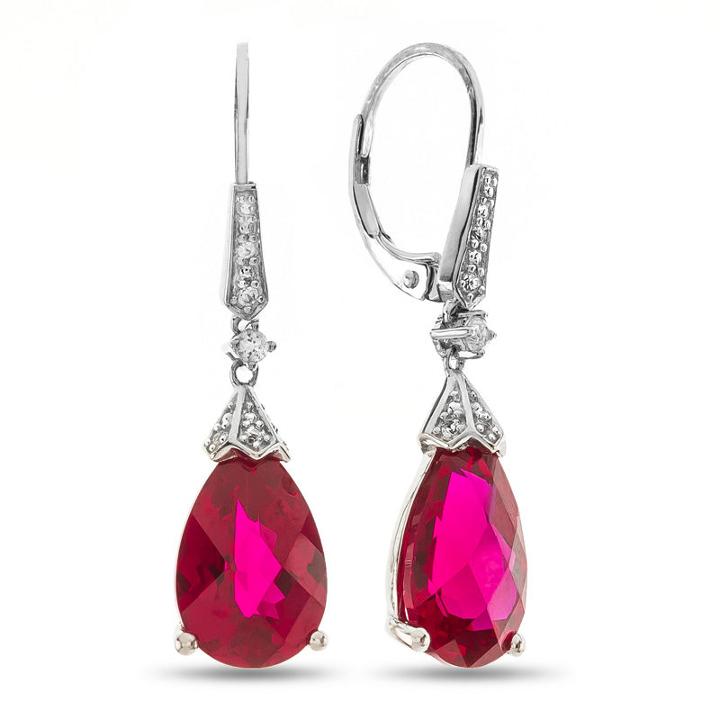 Lab Created Red Ruby Drop Earrings