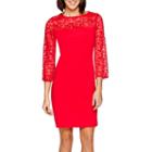 Studio 1 3/4-sleeve Lace Detail Sheath Dress - Petite