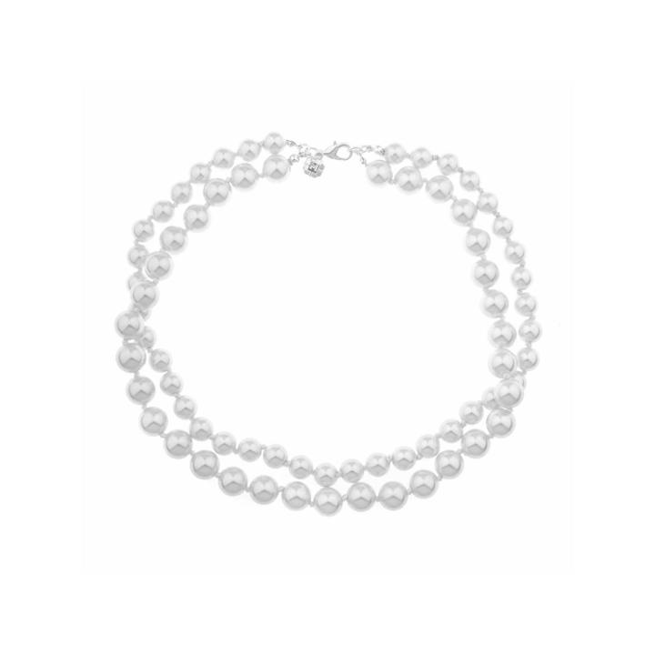 Monet Jewelry Womens White Double Row Necklace