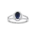 Genuine Sapphire And 1/8 Ct. T.w. Diamond10k White Gold Oval Ring