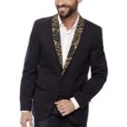 Wd-ny Black Leopard Shawl Collar Tuxedo Jacket - Slim Fit