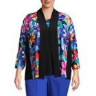Alfred Dunner Upper East Side Floral Layered Sweater- Plus