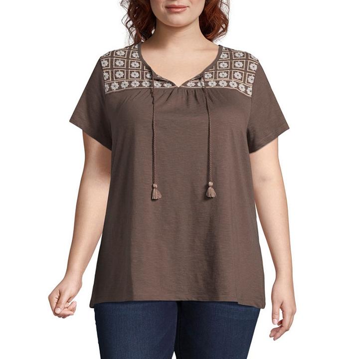 St. John's Bayss Embroidered Peasant Tee - Plus