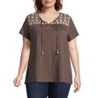 St. John's Bayss Embroidered Peasant Tee - Plus