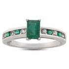 Womens Emerald Green 10k White Gold Cocktail Ring