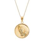 Infinite Gold&trade; 14k Yellow Gold Praying Hands Disc Pendant Necklace