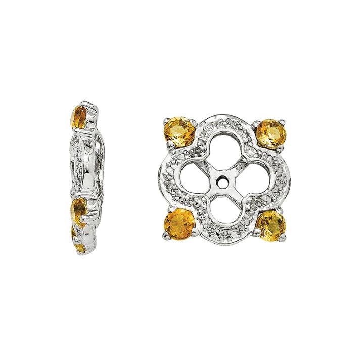 Genuine Citrine And Diamond Accent Sterling Silver Earring Jackets