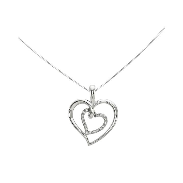 1/10 Ct. T.w. Diamond 14k White Gold Double Heart Pendant Necklace