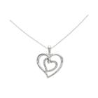 1/10 Ct. T.w. Diamond 14k White Gold Double Heart Pendant Necklace