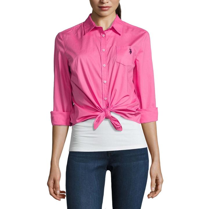 Us Polo Assn. Long Sleeve Button-front Shirt-juniors