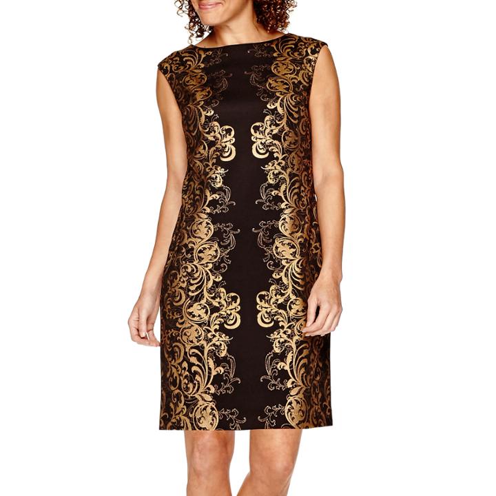 Studio 1 Sleeveless Foil Sheath Dress - Petite