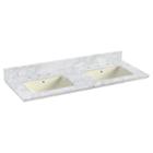 47.5-in. W 18.25-in. D Quartz Top With Backsplashin Bianca Carara Color For 3h8-in. Faucet - Biscuit Um Sink