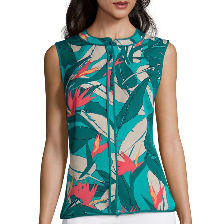 Liz Claiborne Sleeveless Piped Shirt