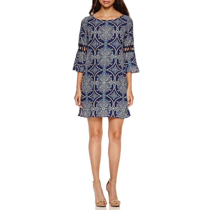Luxology Bell Sleeve Print Shift Dress