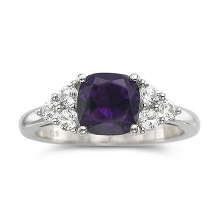 Genuine Amethyst & Lab-created White Sapphire Ring