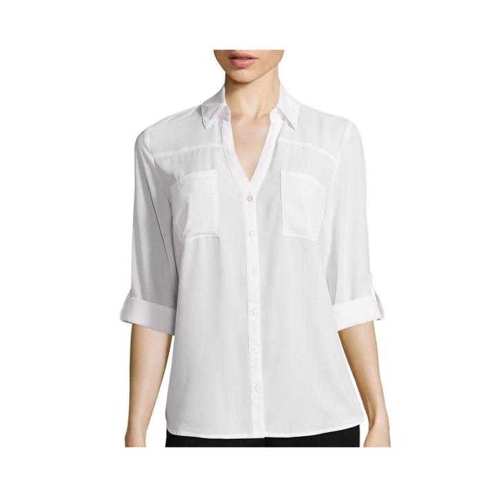 By & By 3/4-sleeve Button-front Solid Shirt
