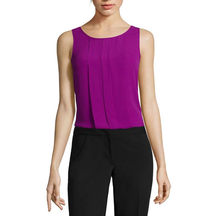 Worthington Sleeveless Pleated-front Blouse - Tall