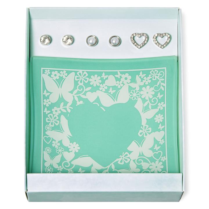 Decree Crystal And Simulated Pearl 3-pr. Stud Earring Set