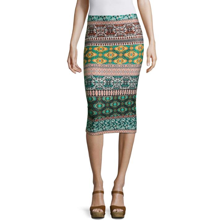 By & By Printed Scuba Pencil Skirt