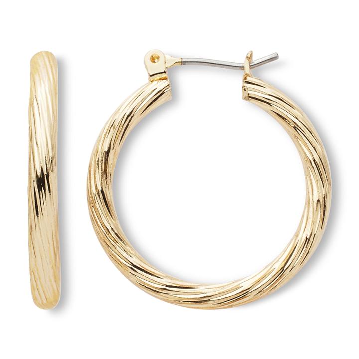 Mxit Gold-tone, Textured Hoop Earrings