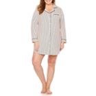 Liz Claiborne Long Sleeve Notch Collar Nightshirt- Plus