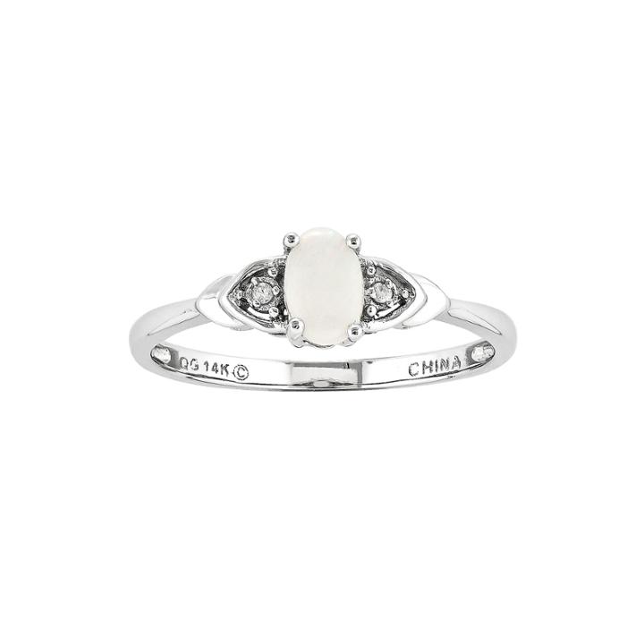Lab-created Opal Diamond-accent 14k White Gold Ring