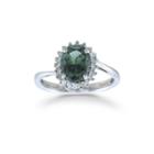 Womens Green Sterling Silver Halo Ring