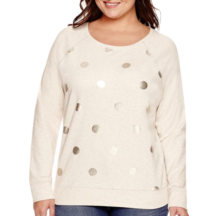 Stylus Long-sleeve Dot Sweatshirt - Plus