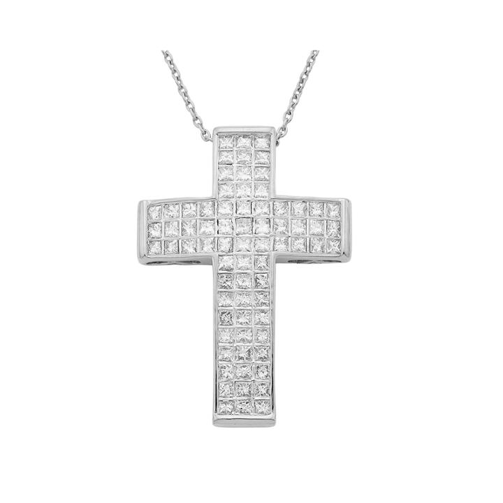 14k White Gold 1 Ct. T.w. Diamond Igl Certified Cross Pendant Necklace