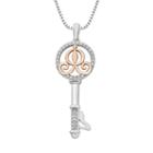 Enchanted Disney Fine Jewelry 1/10 Ct. T.w. White Diamond Sterling Silver & 14k Rose Gold Over Silver Pendant Necklace